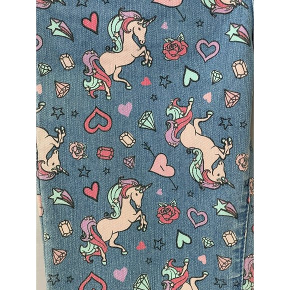 Place Girls Medium Wash Colorful Unicorn Graffiti Print Denim Jean Shorts - Picture 3 of 9